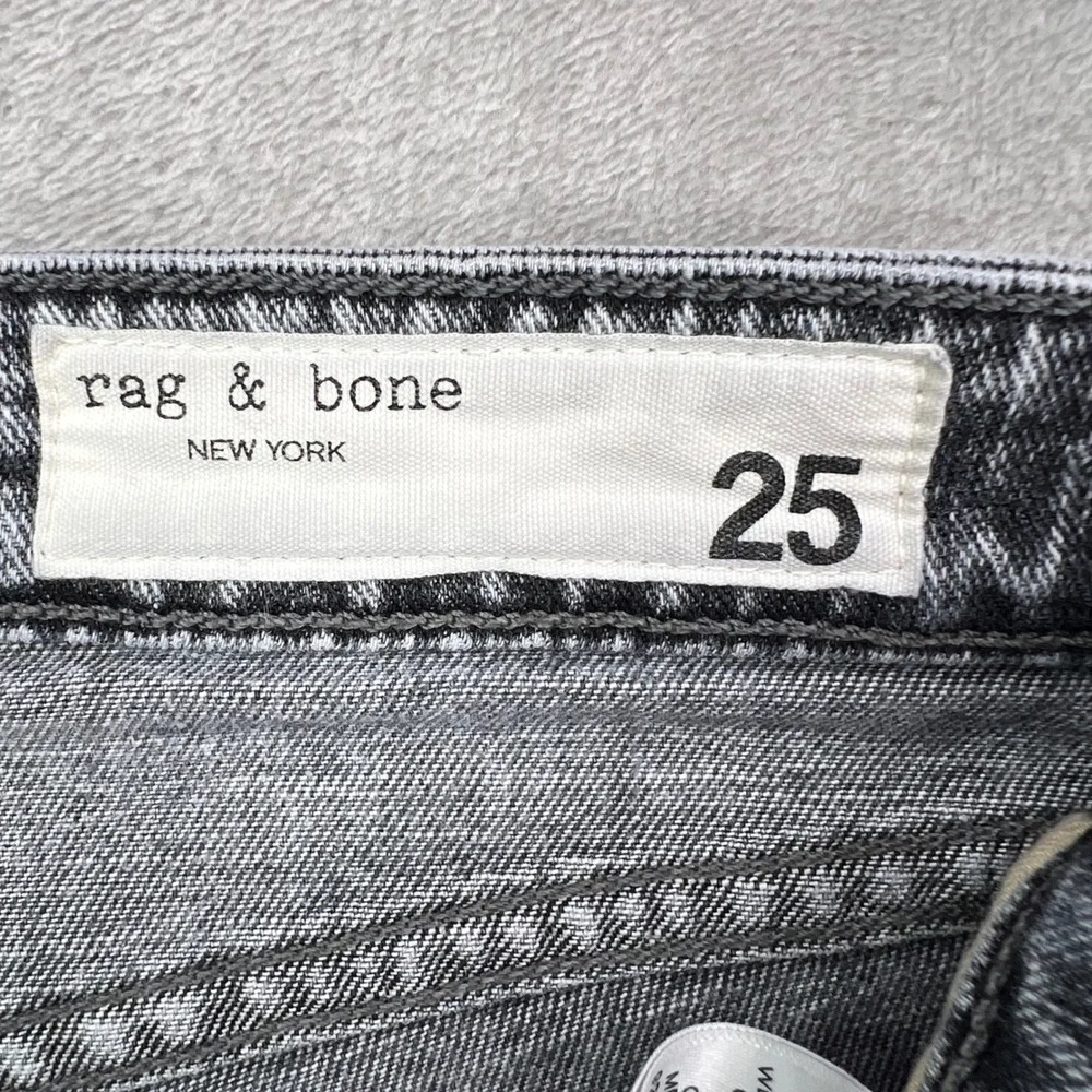 Rag & Bone Nina High-Rise Ankle Cigarette Jeans Womens 25 Grey Acid Wash Stretch